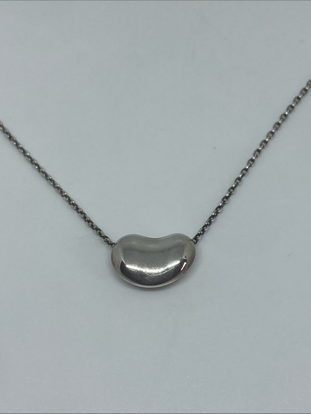 Tiffany & Co. Polished Silver Bean Pendant Necklace Vintage